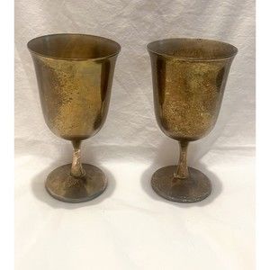 Sheridan Silver-plate Goblet Stem Footed Cup Vintage 6 1/4" Tall Set of 2